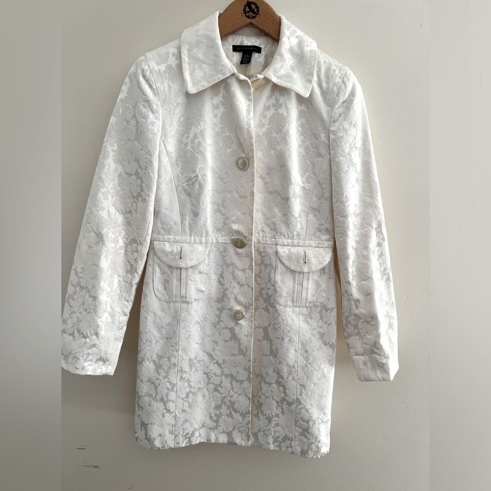 Kenneth Cole New York White Jacquard Coat - Size Small